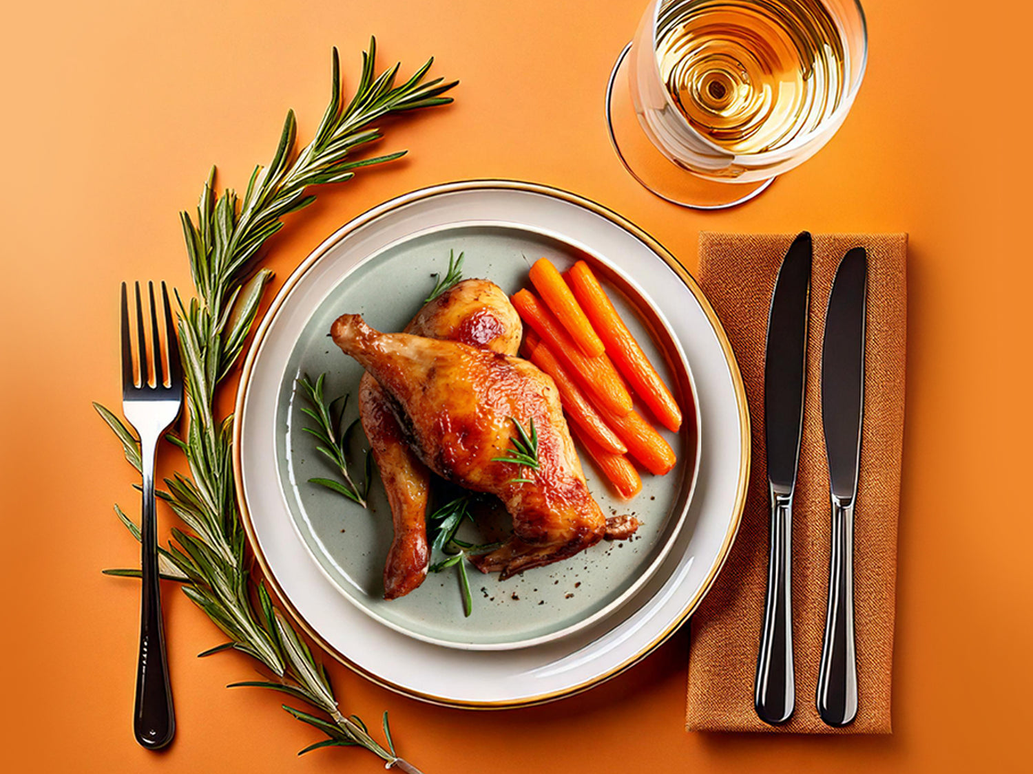 Kaninchenkeulen an glasierten Karotten