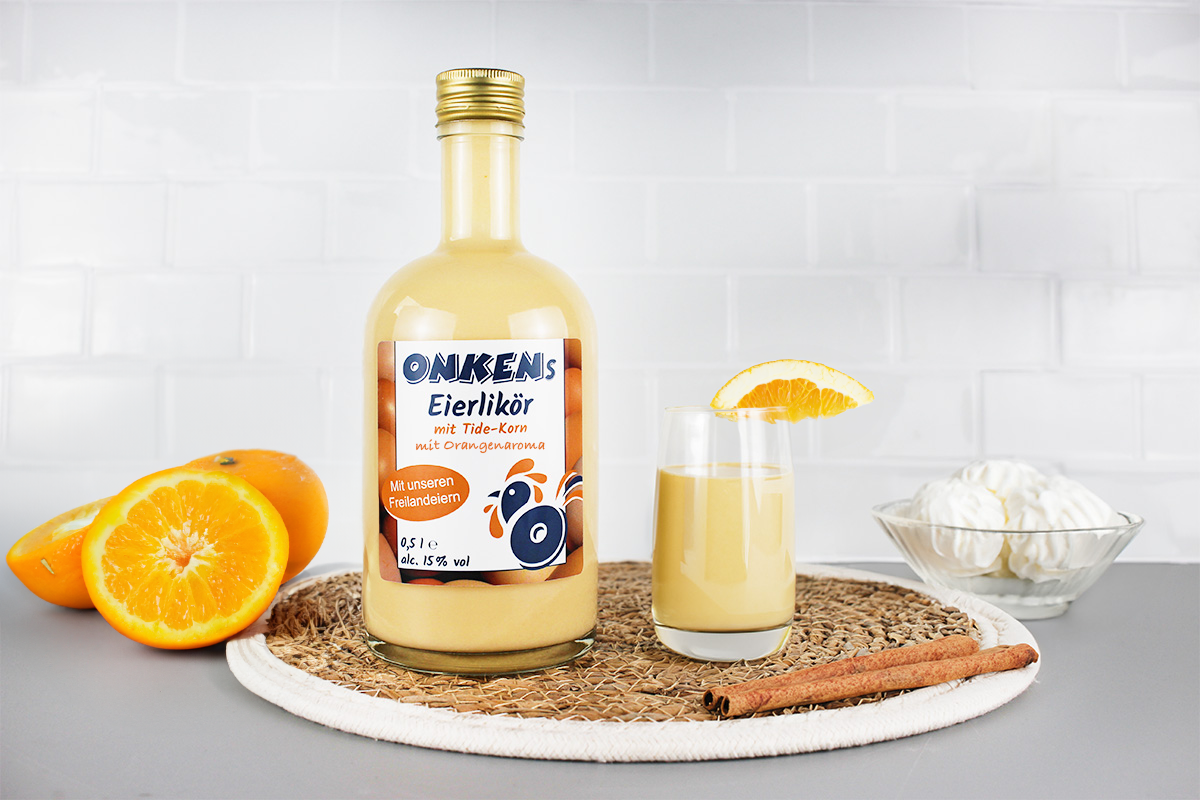 Hausgemachter Eierlikör mit Orange